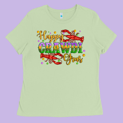 Happy Crawdi Gras With Crawfish Ladies Tee Designed By Artiststas