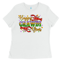 White happy crawdi gras with crawfish Ladies Tee - Artiststas