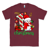 Burgundy My 1st. Christmas with cute snowman Classic Tee - NancyCooperArtShop
