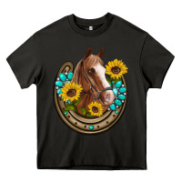 Asphalt western horseshoe horse sunflowers gemstone Heavy Core Tee - Artiststas