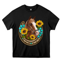 Black western horseshoe horse sunflowers gemstone Heavy Core Tee - Artiststas