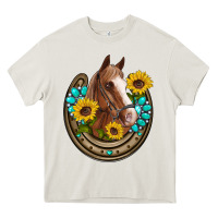 Cream western horseshoe horse sunflowers gemstone Heavy Core Tee - Artiststas