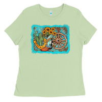 Matcha western wooden wheel cowboy boots Ladies Tee - AdoDesignShop