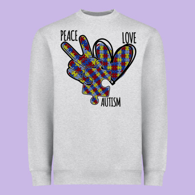 Peace Love Autism Heavyweight Sweatshirt Designed By Bettercallsaul