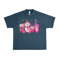 Midnight Navy pink christmas snowman coffee cups Urban Heavy Tee - MaliasSmallBusiness