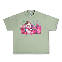 Oil Green pink christmas snowman coffee cups Urban Heavy Tee - MaliasSmallBusiness