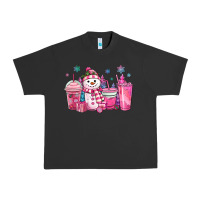 Pigment Black pink christmas snowman coffee cups Urban Heavy Tee - MaliasSmallBusiness