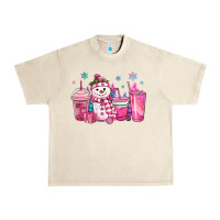 Sandshell pink christmas snowman coffee cups Urban Heavy Tee - MaliasSmallBusiness