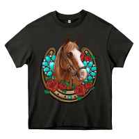Asphalt western horseshoe horse roses gemstone Heavy Core Tee - Artiststas