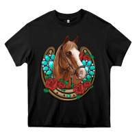 Black western horseshoe horse roses gemstone Heavy Core Tee - Artiststas