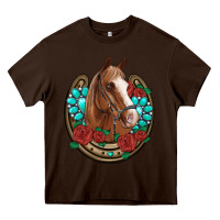 Chocolate Brown western horseshoe horse roses gemstone Heavy Core Tee - Artiststas
