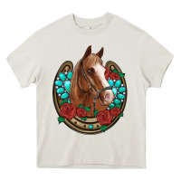 Cream western horseshoe horse roses gemstone Heavy Core Tee - Artiststas