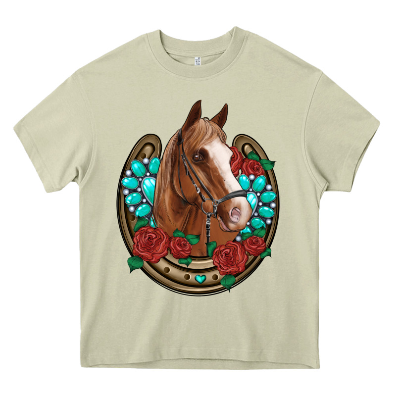 Western Horseshoe Horse Roses Gemstone Heavy Core Tee by Artiststas | Teevron