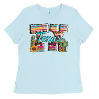 Baby Blue texas tx aztec cactus leopard Ladies Tee - AdoDesignShop