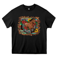 Black western horse horseshoe roses sunflowers serape leopard Heavy Core Tee - Artiststas