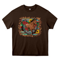 Chocolate Brown western horse horseshoe roses sunflowers serape leopard Heavy Core Tee - Artiststas