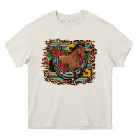 Cream western horse horseshoe roses sunflowers serape leopard Heavy Core Tee - Artiststas
