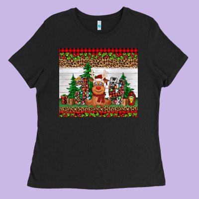 Joy Reindeer Ladies Tee Designed By Jasminsmagicworld