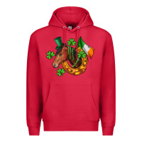 Cardinal Horse with horseshoe St. Patrick's Premium Hoodie - CowGirlArtShop
