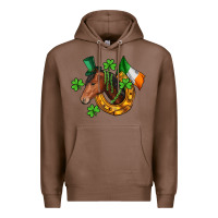 Chestnut Horse with horseshoe St. Patrick's Premium Hoodie - CowGirlArtShop