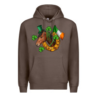 Coffee Horse with horseshoe St. Patrick's Premium Hoodie - CowGirlArtShop