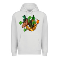 Dove Grey Horse with horseshoe St. Patrick's Premium Hoodie - CowGirlArtShop