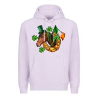 Lilac Horse with horseshoe St. Patrick's Premium Hoodie - CowGirlArtShop