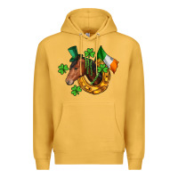 Mustard Horse with horseshoe St. Patrick's Premium Hoodie - CowGirlArtShop