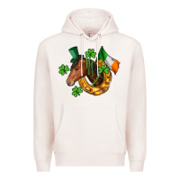 Pale Pink Horse with horseshoe St. Patrick's Premium Hoodie - CowGirlArtShop