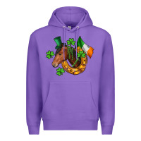 Purple Horse with horseshoe St. Patrick's Premium Hoodie - CowGirlArtShop