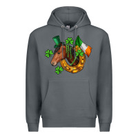 Rock Horse with horseshoe St. Patrick's Premium Hoodie - CowGirlArtShop