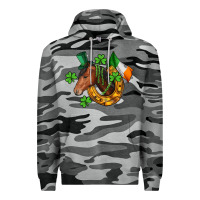 Slate Camo Horse with horseshoe St. Patrick's Premium Hoodie - CowGirlArtShop