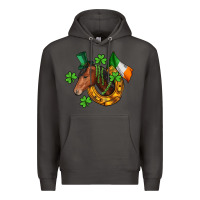 Smoke Horse with horseshoe St. Patrick's Premium Hoodie - CowGirlArtShop