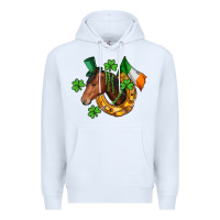 White Horse with horseshoe St. Patrick's Premium Hoodie - CowGirlArtShop