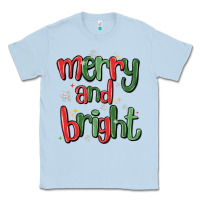 Dusty Blue merry and bright Classic Tee - MaliasSmallBusiness