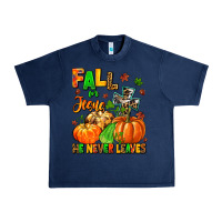 Navy fall for jesus he never leaves Urban Heavy Tee - MaliasSmallBusiness