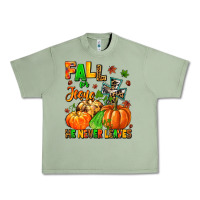 Oil Green fall for jesus he never leaves Urban Heavy Tee - MaliasSmallBusiness