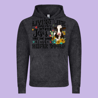 Living Life Somewhere Between Jesus Take The Wheel Vintage Hoodie Designed By Maliassmallbusiness