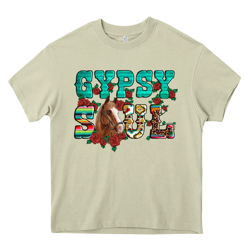 Western Gypsy Soul Horse Roses Serape Aztec Leopard Heavy Core Tee by Artiststas | Teevron