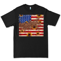 Black American flag leopard sunflower Premium Tee - JahusDesignShop