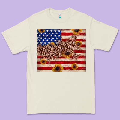 American Flag Leopard Sunflower Premium Tee Designed By Jahusdesignshop