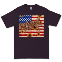 Plum American flag leopard sunflower Premium Tee - JahusDesignShop