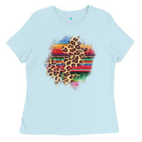 Baby Blue serape leopard patch Ladies Tee - AdoDesignShop