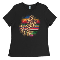 Black serape leopard patch Ladies Tee - AdoDesignShop