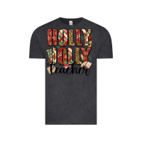 Vintage Black holly jolly teacher Vintage Tee - MaliasSmallBusiness
