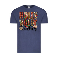 Vintage Denim holly jolly teacher Vintage Tee - MaliasSmallBusiness