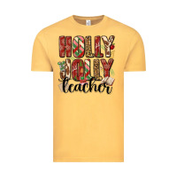 Vintage Mustard holly jolly teacher Vintage Tee - MaliasSmallBusiness