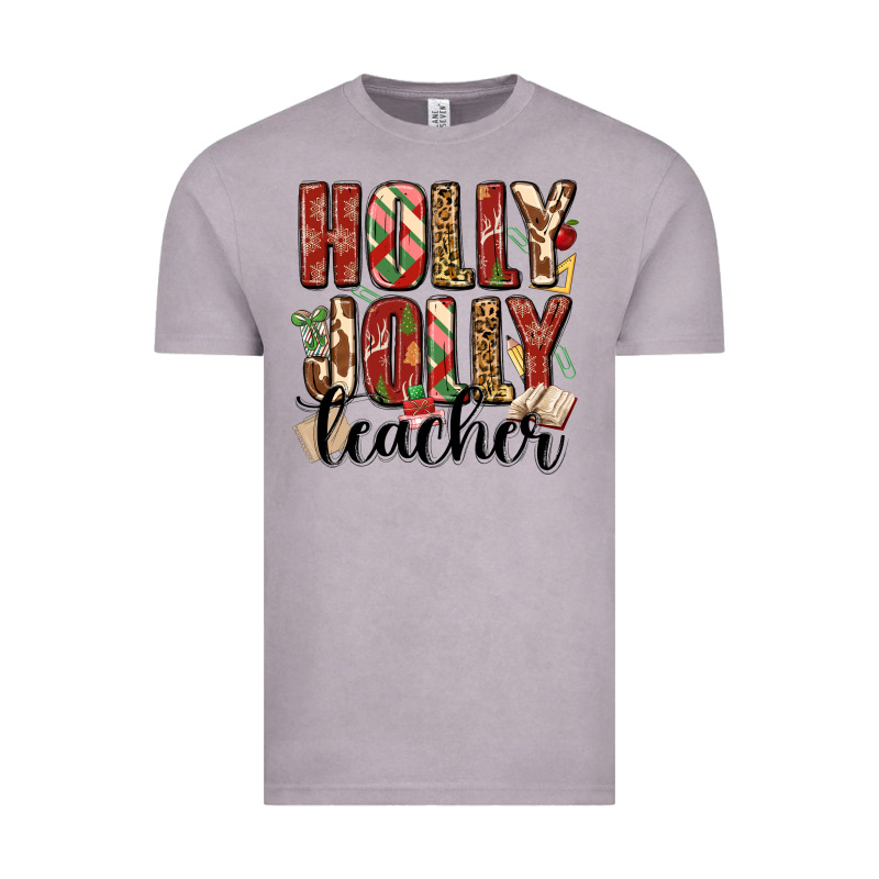 Holly Jolly Teacher Vintage Tee by MaliasSmallBusiness | Teevron
