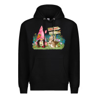 Black Easter gnome and rabbit egg hunt  Easter Day Premium Hoodie - CowGirlArtShop