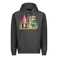 Charcoal Heather Easter gnome and rabbit egg hunt  Easter Day Premium Hoodie - CowGirlArtShop